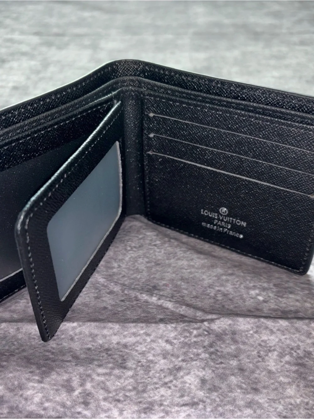 Louis Vuitton Black Monogram Embossed Card Holder Wallet
